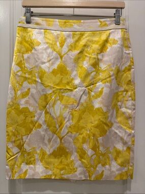 Banana Republic Yellow Floral Pencil Skirt